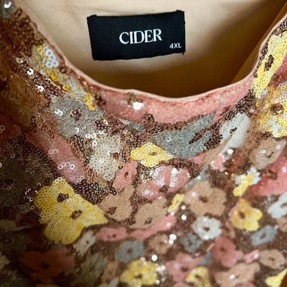 Cider Sequin Floral Dress with Pink and Gold Accents - Picture 6 of 7